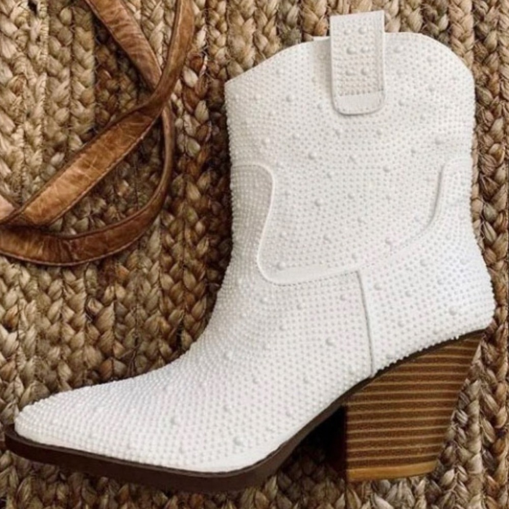 Ivory Forever beaded cowboy boot